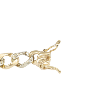 14k Two Tone Diamond Cuban Bracelet 0.82 ctw